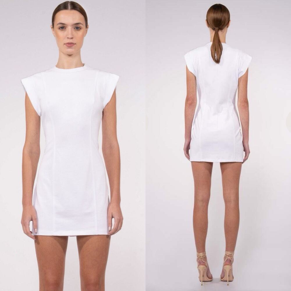 NONchalant Becca mini Dress White Siz eSmall Minimalist cotton cap sleeve